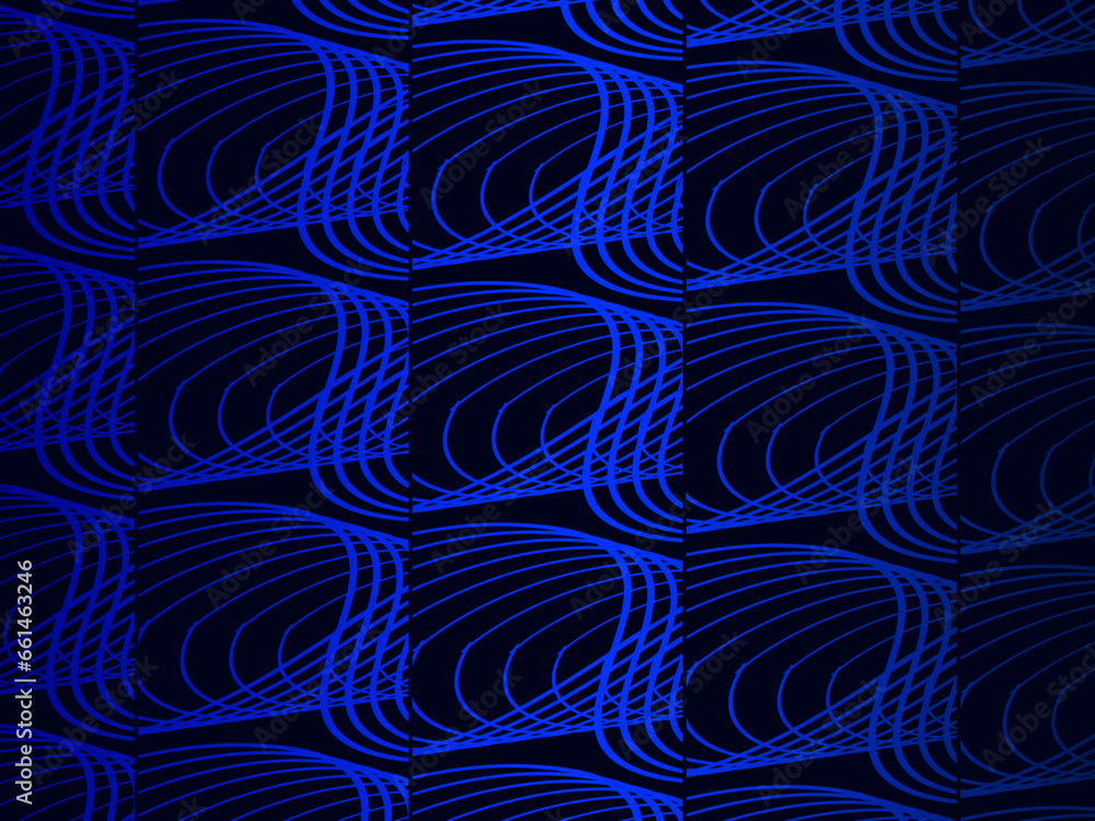 Dark abstract background with shining waves. Shiny moving lines design element. Modern blue purple gradient flowing wave lines. Futuristic technology concept. Vector illustration.