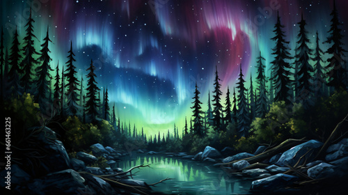 A painting of the aurora bore