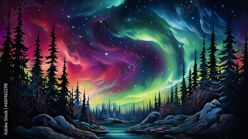 A painting of the aurora bore