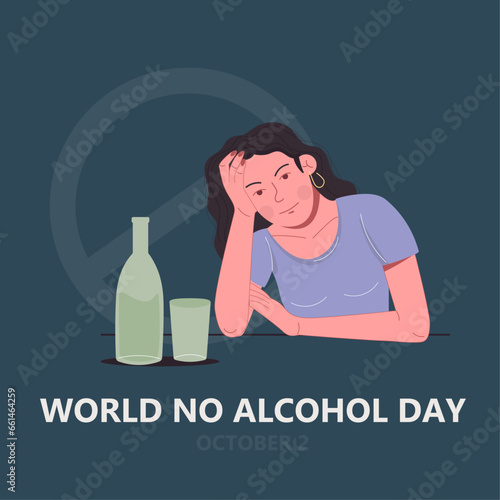 World No Alcohol Day. Female alcoholism