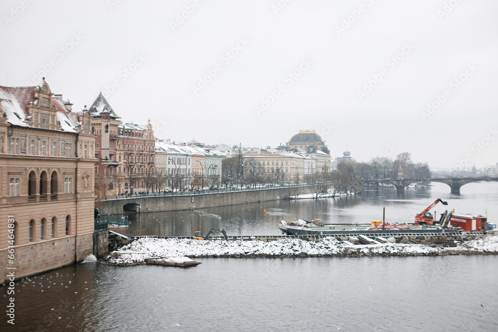 Prague historical beautiful Landmarks in Pictures in winter time