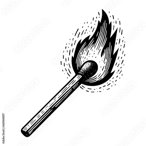 burning fire match sketch photo