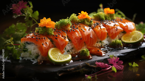 Sushi close-up in high quality. Generative AI