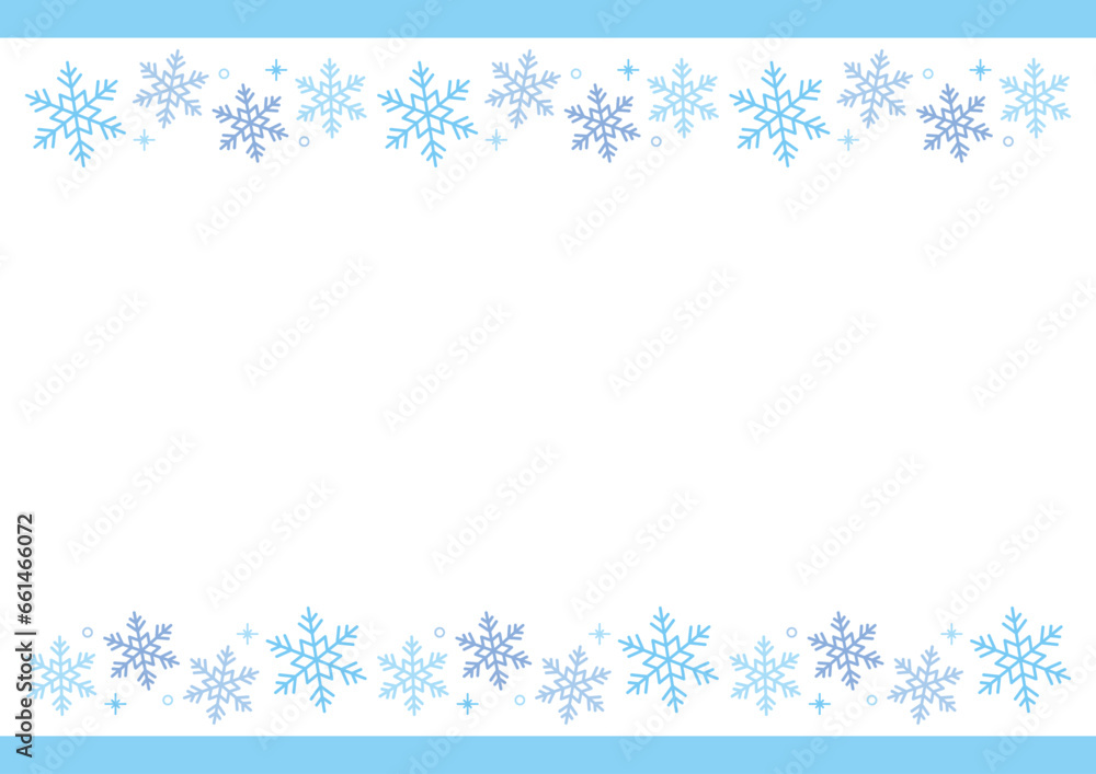 雪の結晶　フレーム  上下　シンプル　水色　青　キラキラ