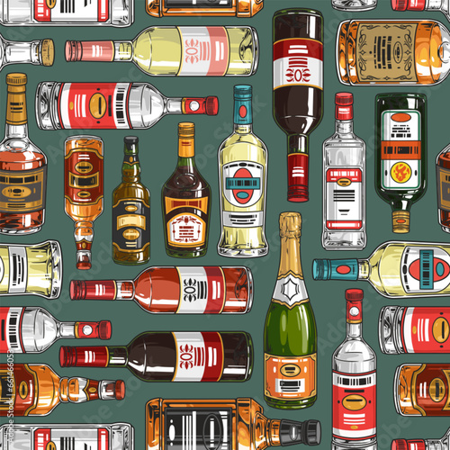 Alcohol bottles pattern seamless colorful