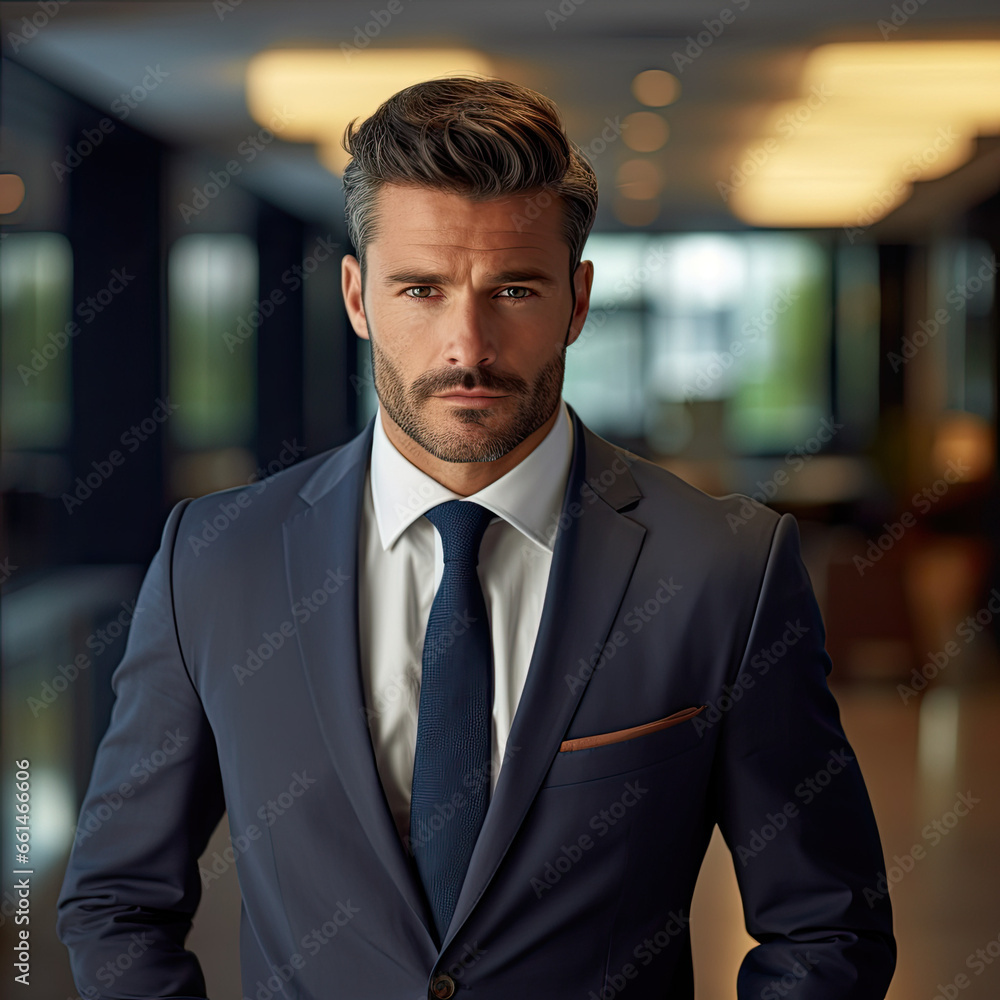 Professional Businessman in Modern Office Setting Created with Generative AI Professional Businessman in Modern Office Setting Created with Generative AI