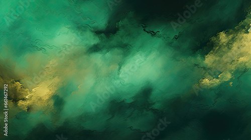 Emerald Green and Sparkling Gold Gritty Background Created with Generative AI  © JJS Creative