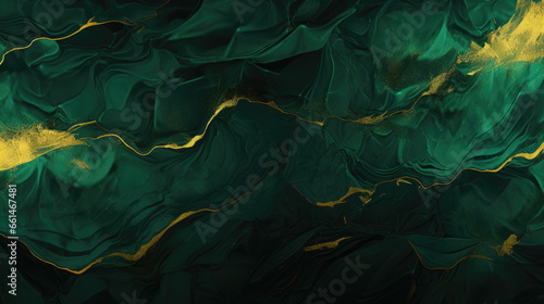 Emerald Green and Sparkling Gold Gritty Background Created with Generative AI 