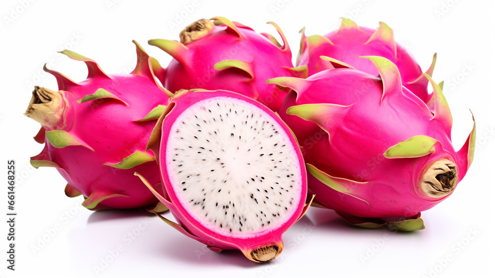 Dragonfruit isolated on white background. Generative AI Dragonfruit isolated on white background. Generative AI