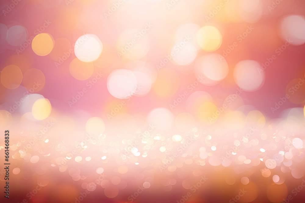 Blurred rose Pink gold confetti flying in pink glitter festive background Blurred rose Pink gold confetti flying in pink glitter festive background