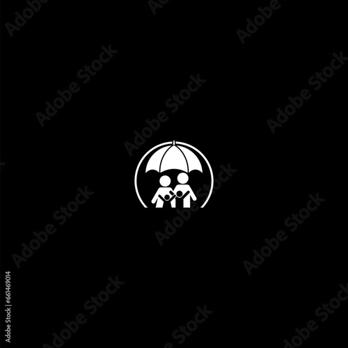 Protect your family icon isolated on dark background
