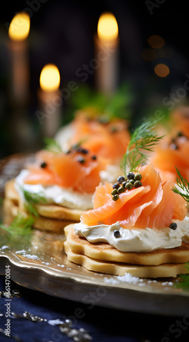 Savory Delights, Festive Canap�s with Creamy Sauce and Plant-Based Smoked Salmon