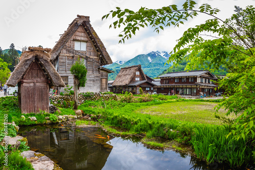 World Heritage Shirakawago Village is a farming village located in a valley along the Shogawa River, registered as a UNESCO World Heritage Site in 1995, Gifu Prefecture, Japan.