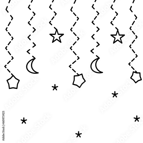 Hanging Moon and Stars. Vector Hanging Decoration