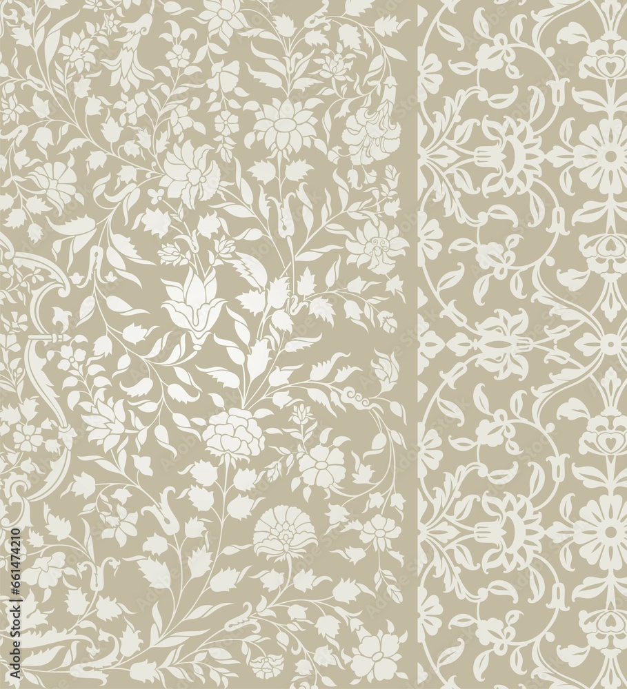 Fototapeta premium wedding card design, traditional paisley floral pattern , royal India