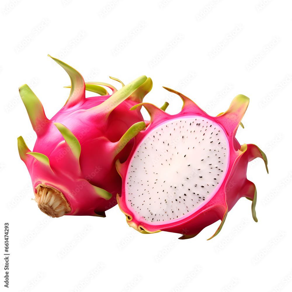 dragon fruit isolated on white background, in the style of dark pink and light beige dragon fruit isolated on white background, in the style of dark pink and light beige