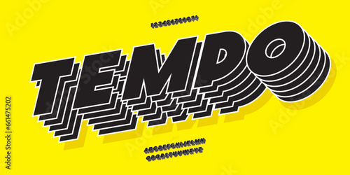 Font tempo vector 3d bold style modern typography for infographics, motion graphics, video, promotion, decoration, logotype, animation, banner, game, printing. 10 eps
