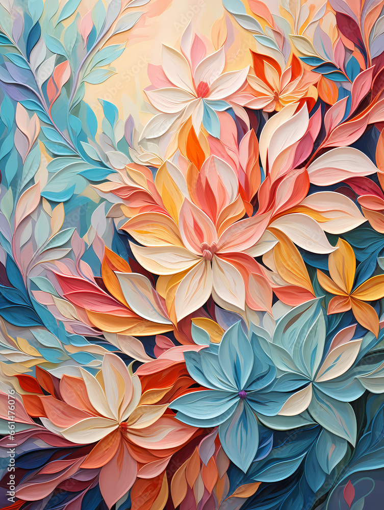 A Colorful Flowers And Leaves A Colorful Flowers And Leaves
