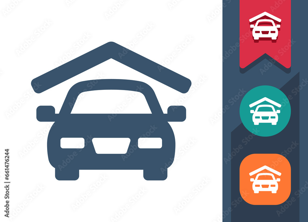 Garage Icon. Car, Vehicle, Auto Repair Shop, Roof