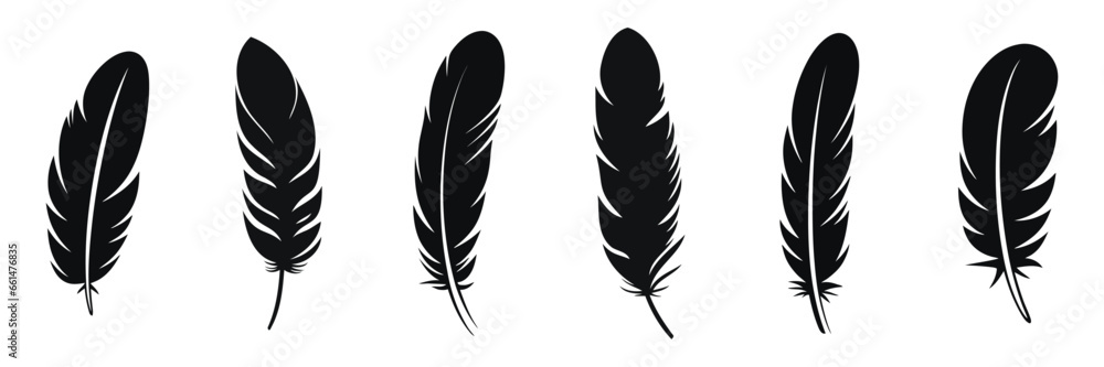 Fototapeta premium Feather Set icon, logo isolated on white background. Vector illustration