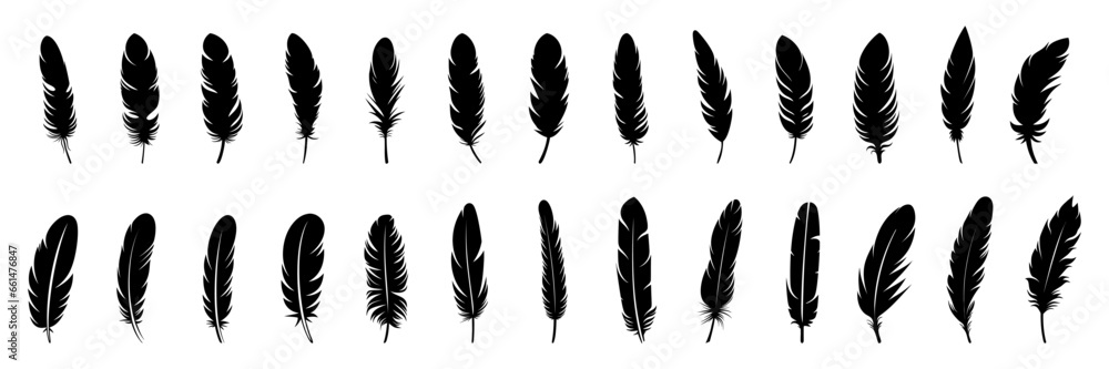 Feather Set icon, logo isolated on white background. Vector illustration Feather Set icon, logo isolated on white background. Vector illustration