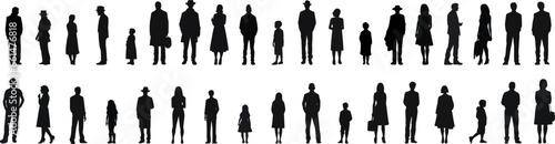 Large collection of silhouette concepts. Set of silhouettes of people of different ages. Vector illustration