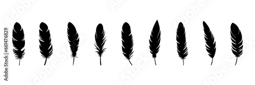 Feather Set icon, logo isolated on white background. Vector illustration
