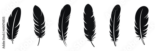 Feather Set icon, logo isolated on white background. Vector illustration