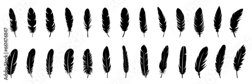 Feather Set icon, logo isolated on white background. Vector illustration