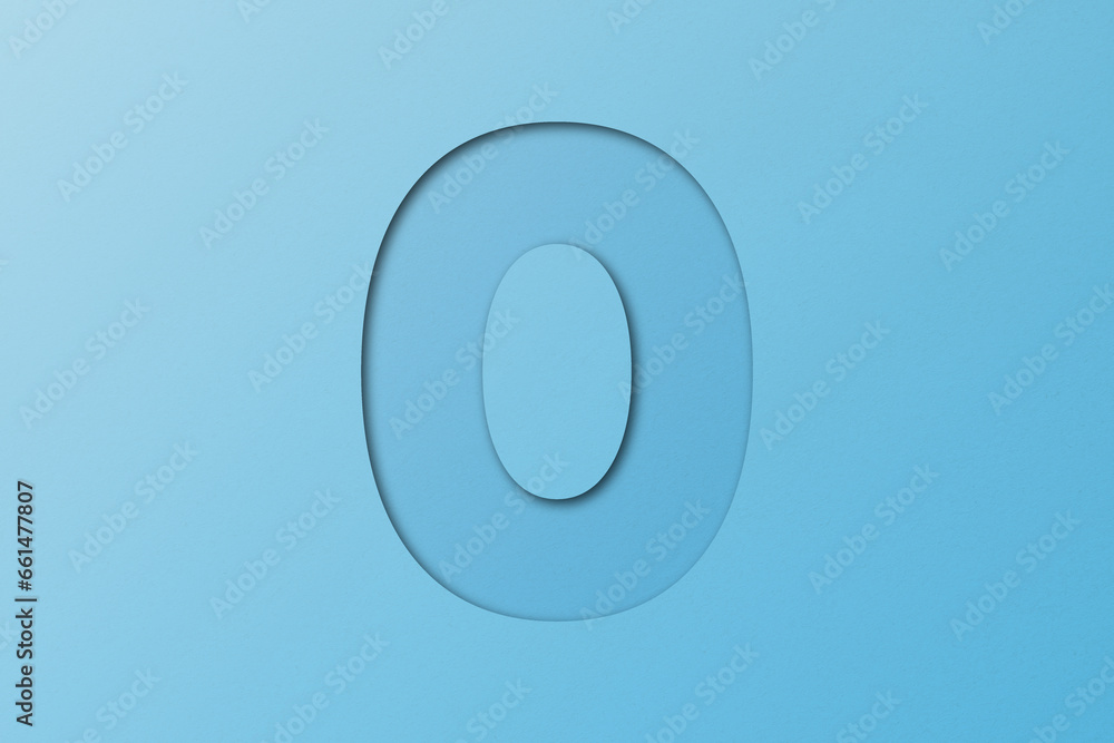 Light blue confetti font number 0 isolated on light blue background. Light blue confetti font number 0 isolated on light blue background.