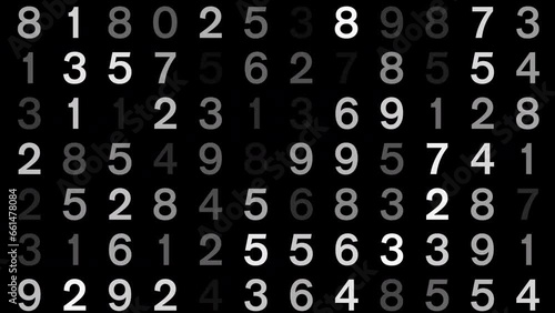 Data crunching in motion exploring dynamic world of numerical animation. Moving numbers on black background abstract representation of data in motion