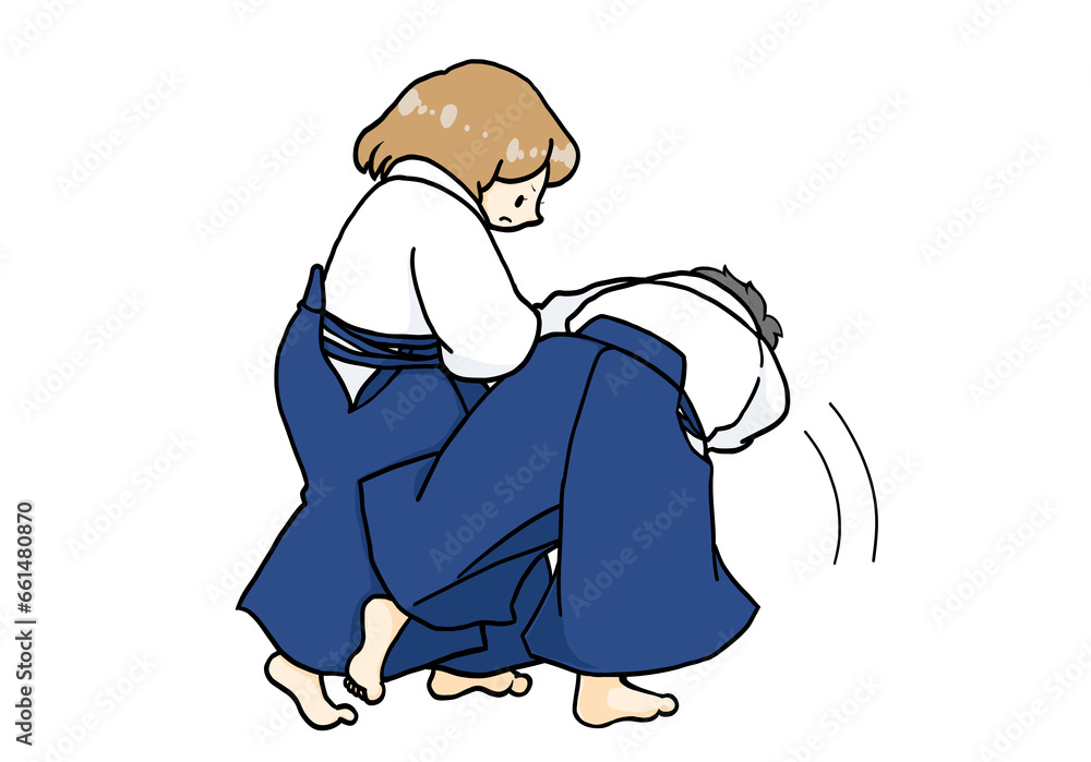 Naklejka premium 合気道をする女の子