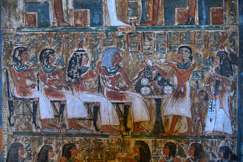 Ancient Egyptian murals in the pyramid