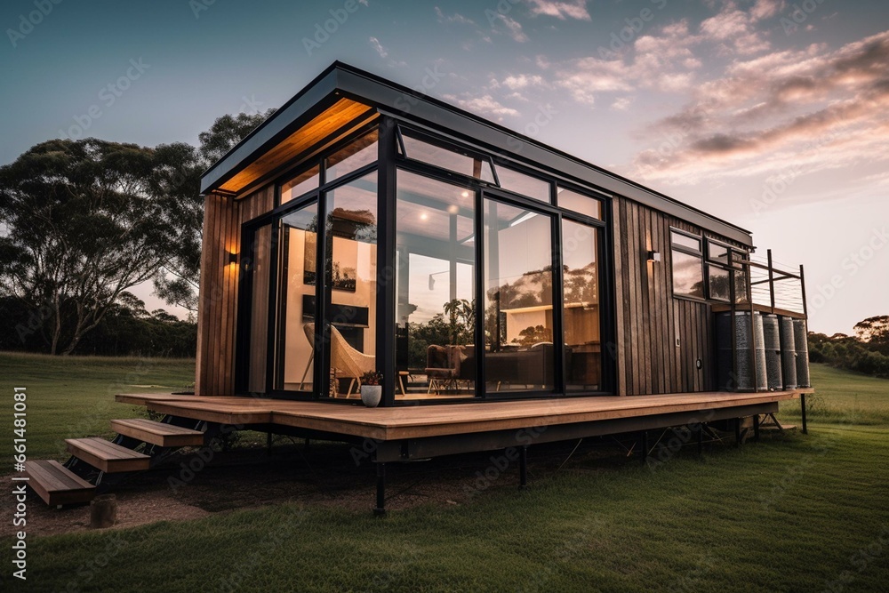 Enjoy the pinnacle of eco-luxury with our contemporary, sustainable tiny homes. Generative AI