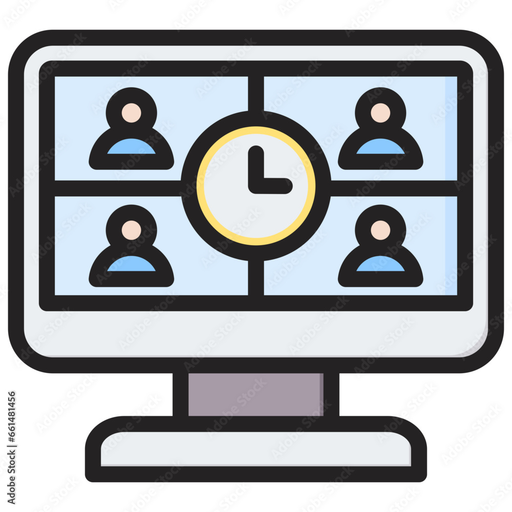 Synchronous Learning Outline Color Icon Synchronous Learning Outline Color Icon