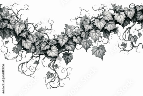 Illustration of ivy for footer and corner designs. Generative AI