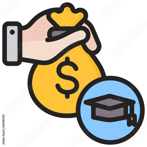 Financial Aid Outline Color Icon