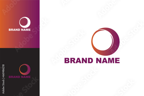 Logo rond, rouge et violet. Logo sur fond blanc, couleur et noir. Vecteur, illustration pour logotype. Société, entreprise, marque.	