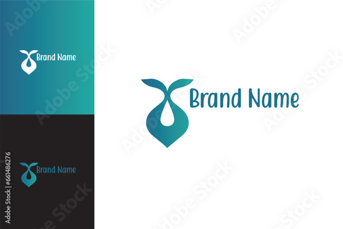 Logo forme arrondie bleu et vert. Logo sur fond blanc, couleur et noir. Vecteur, illustration pour logotype. Société, entreprise, marque.	