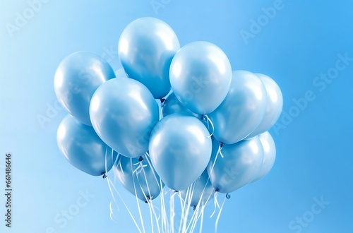 blue balloons in the sky