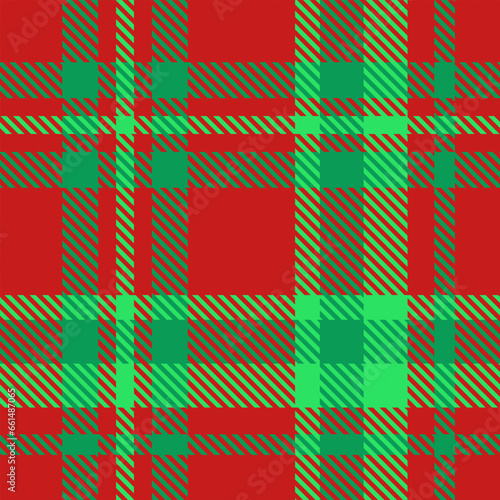 Seamless Red Green Tartan Plaid Pattern. Check fabric texture for flannel skirt, shirt, blanket 