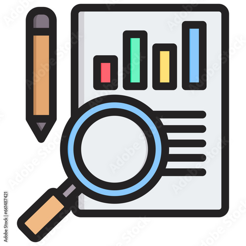 Analytical Research Outline Color Icon