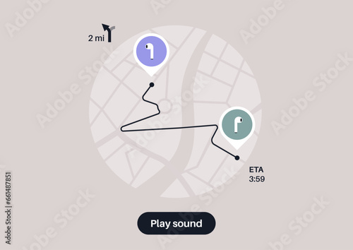 The app interface displaying a city layout, with various key locations marked by special tags, users can monitor and track gadgets within the map, making it easy to keep tabs on their whereabouts