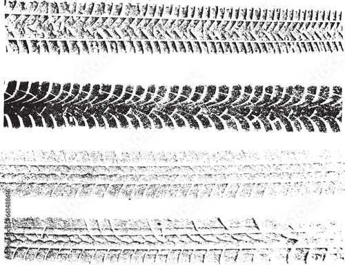 Vector Print Textured Tire Track . Design Element . Car tread silhouette . Mud splash grunge texture