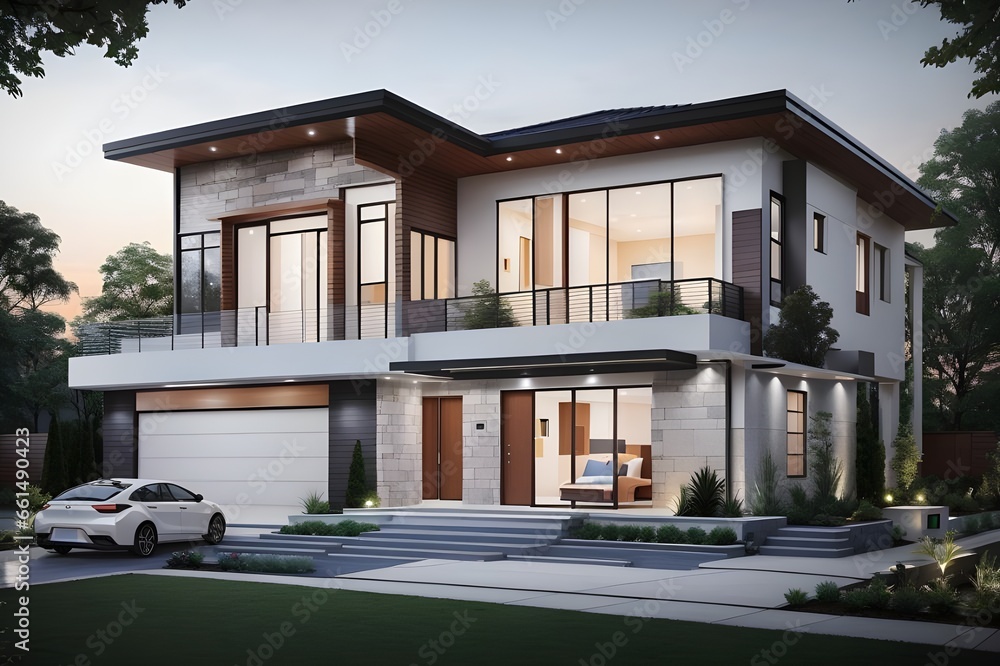 Experience the future of living with this AI image, fusing modern technology into a house plan. Discover smart home features, energy efficiency, and innovative design elements in perfect harmony