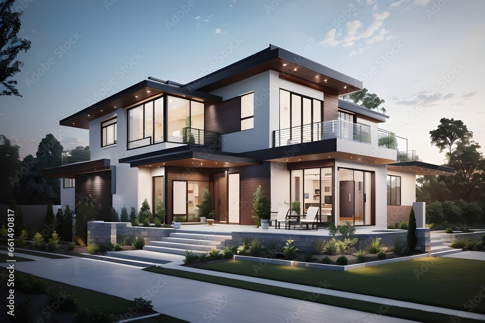 Experience the future of living with this AI image, fusing modern technology into a house plan. Discover smart home features, energy efficiency, and innovative design elements in perfect harmony