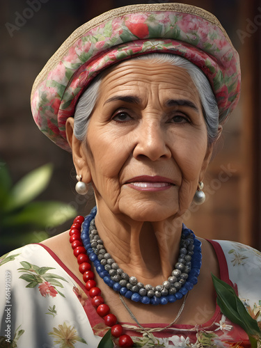 Graceful Cuban Senior in Traditional National Dress. generative AI