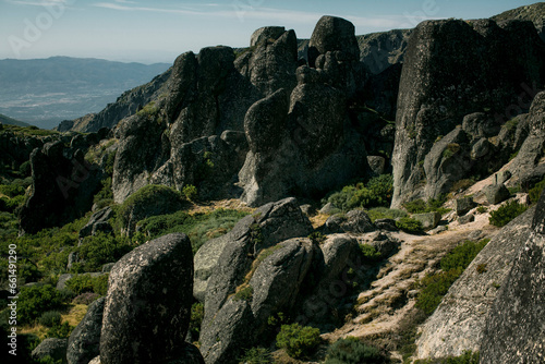Rocks in a mountain range in Serra da Estrela, Portugal. photo