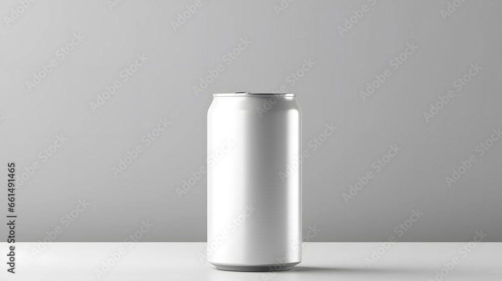 3d Mokup of soda or beer can on surface isolated on grey background 3d Mokup of soda or beer can on surface isolated on grey background