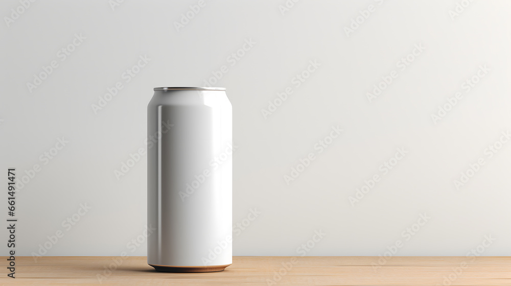 3d Mokup of soda or beer can on surface isolated on grey background - obrazy, fototapety, plakaty 